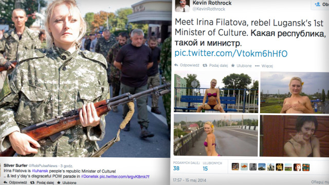Pani minister kultury na "paradzie hańby"<br />
w Doniecku. Z "kałachem" pilnuje jeńców 